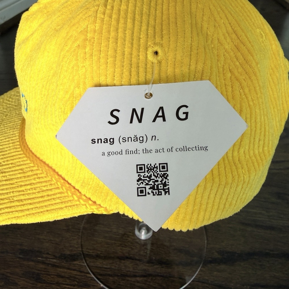 Neon Yellow Blue Corduroy Rope Snapback Hat NWT Streetwear Festival Cap - Picture 3 of 7